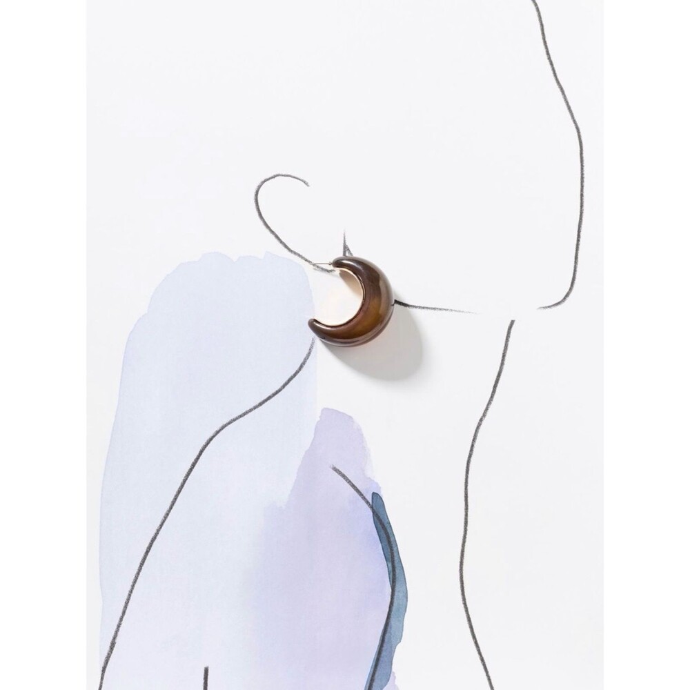 Anthropologie 8 Other Reasons Chunky C-shaped Hoop Earrings Brown / Gold